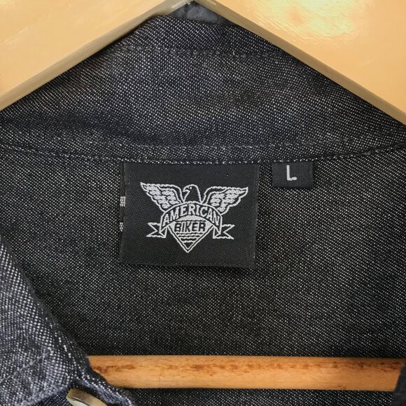 Vintage American Biker Shirt Mens L Black Sleeveless Cut Off Bike Rally Sturgis - Picture 5 of 7